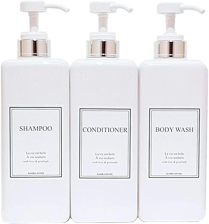 Modern Design Shampoo and Conditioner Dispenser, Large 27oz Shower Soap by HARRA+HOME