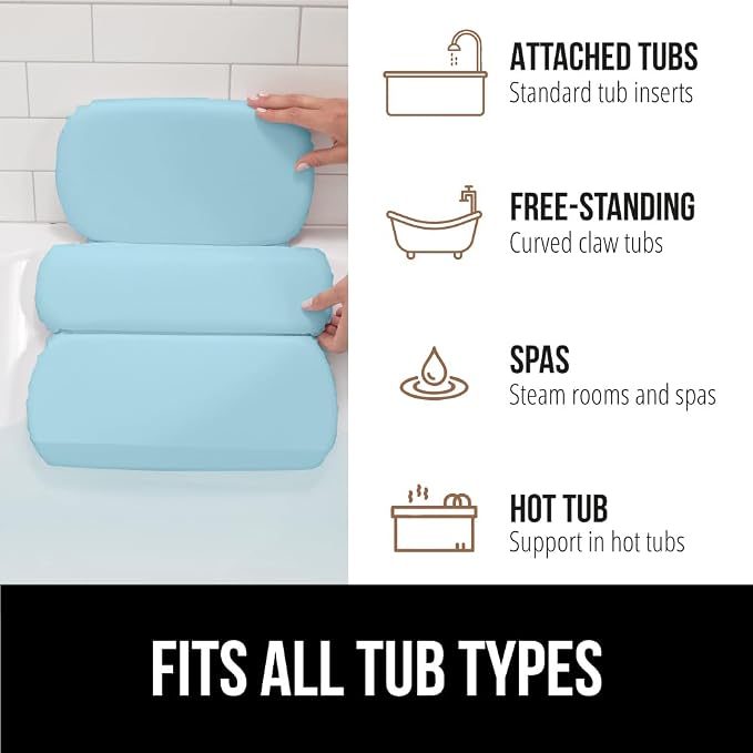 GORILLA GRIP Bath Pillow for Tub, Improved Suction Cups, Luxury Bathtub Pillows - Image 6
