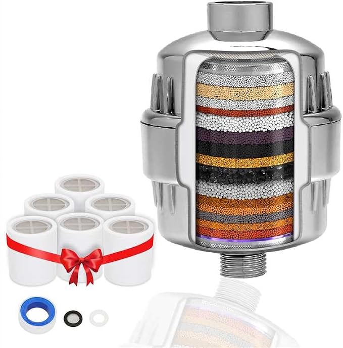 Shower Head Filter for Hard Water – 20 Stage + 7 Replacement Cartridges – by Unknown