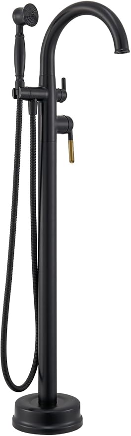 Freestanding Bathtub Faucet Black & Rose Gold Tub Filler High Flow by Wintap