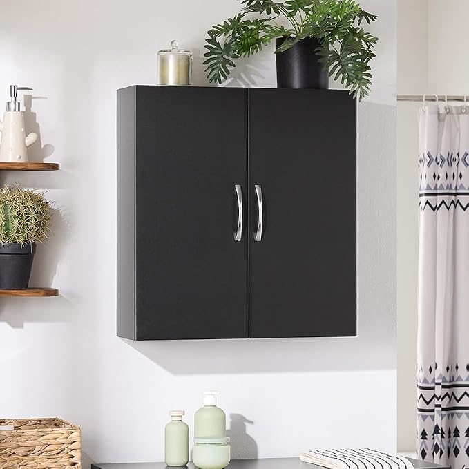 SoBuy Black Bathroom Wall Cabinet, Over The Toilet Storage Cabinet, Small Wall by Haotian