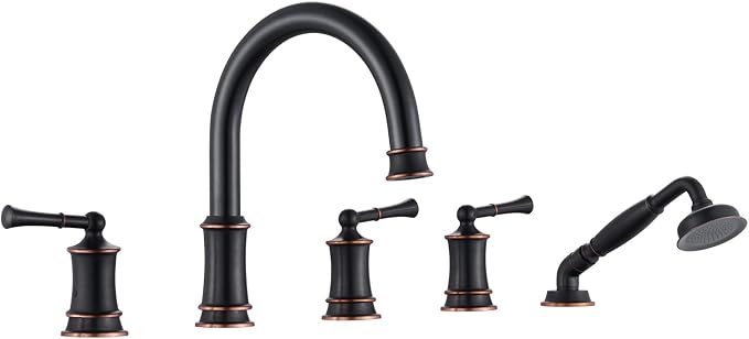 Roman Tub Faucet with Hand Shower, Antique Tub Shower Faucet Set with Valve by HANGORO