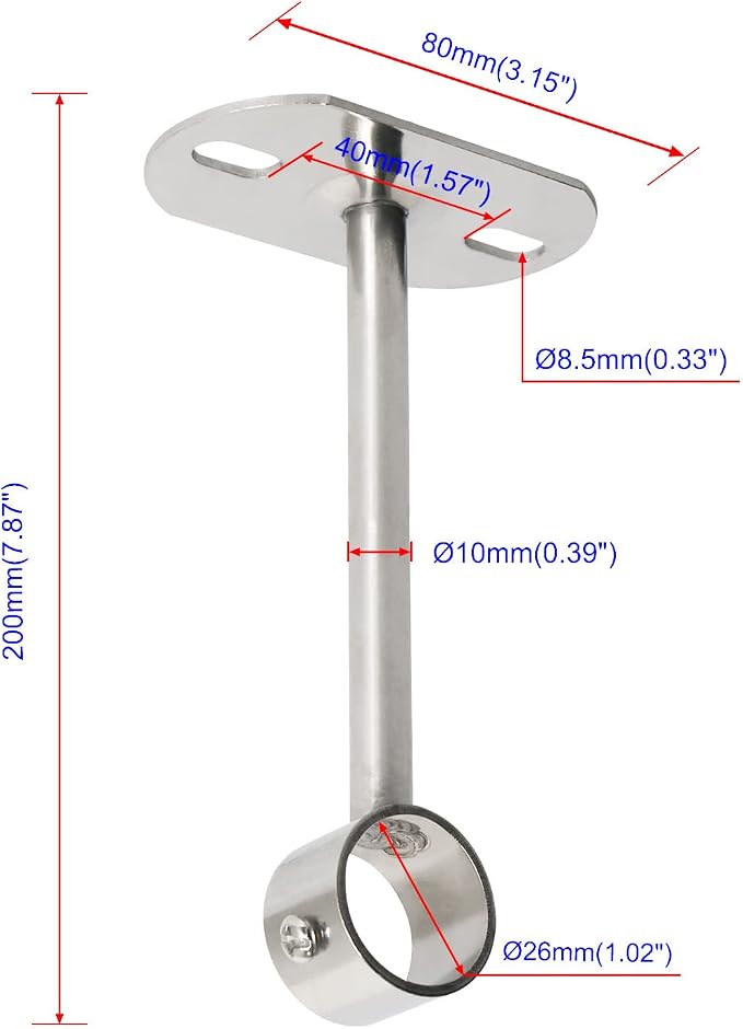 2Pcs ID25mm, Clothes Rail mounting Bracket, Shower Curtain Closet tie Rod - Image 2