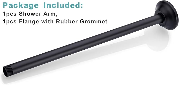 BESTILL 16 Inch Ceiling Mount Rain Shower Head Arm and Flange, Matte Black - Image 7