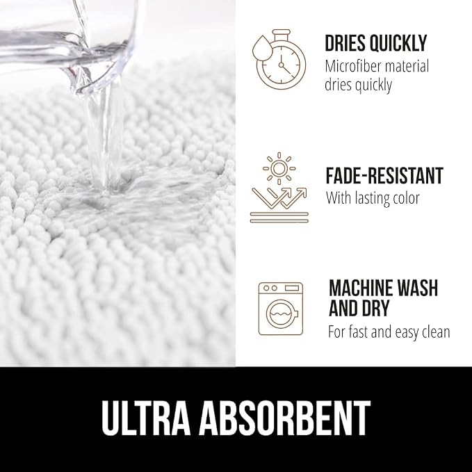 GORILLA GRIP Bath Rug Mat 48x17, Thick Soft Absorbent Chenille, Quick Dry - Image 5
