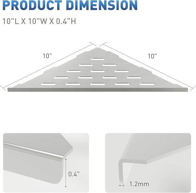 lives Shower Corner Shelf 10" Slot Design Bathroom Shelves - Image 2
