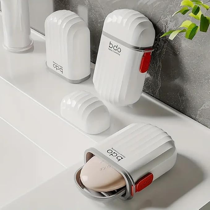 Zulay Kitchen Pack of 4 Portable Plastic Soap Dish Box - Image 2