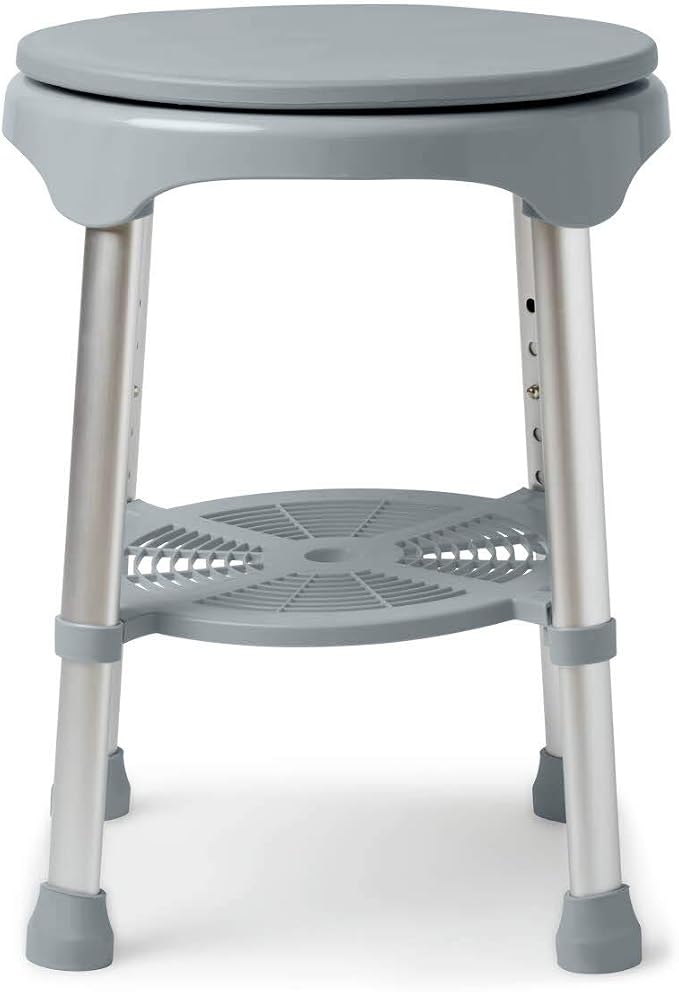 Medline Durable Aluminum Frame, Round Swivel Shower Stool, Supports up to by Medline