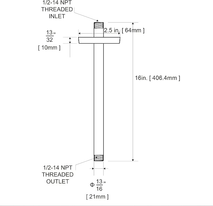OFFO Shower Arm with Flange, 16 in Ceiling Mount Replacement Rain Shower Head - Image 6