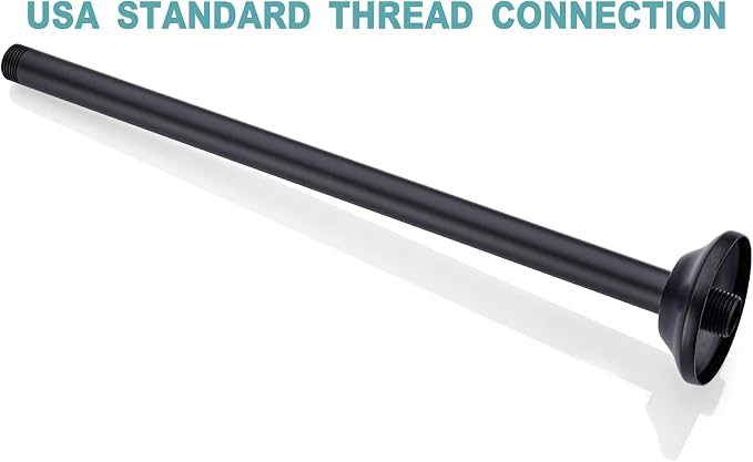 BESTILL 16 Inch Ceiling Mount Rain Shower Head Arm and Flange, Matte Black - Image 6