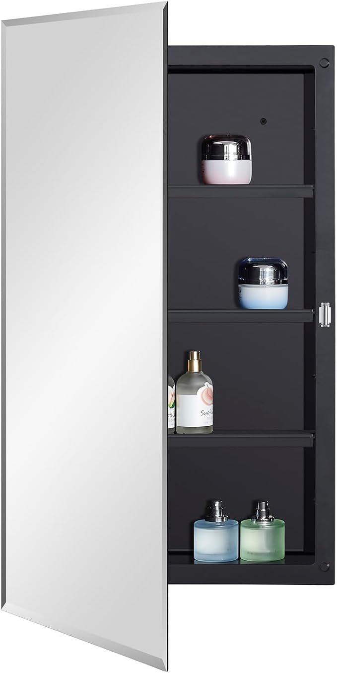 Black Plastic Medicine Mirror Cabinet - Image 7