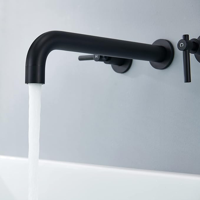 Wall Mount Tub Filler Black Tub Faucet Brass Bathroom Bathtub Faucets - Image 7