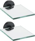 JQK Small Floating Glass Shelves Black, 4 Inch Display Ledges by Homeimprovement
