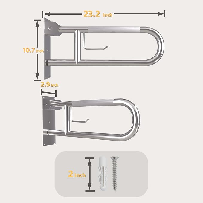 23 Inch Toilet Grab Bar, Flip Up Grab Bar - Image 2