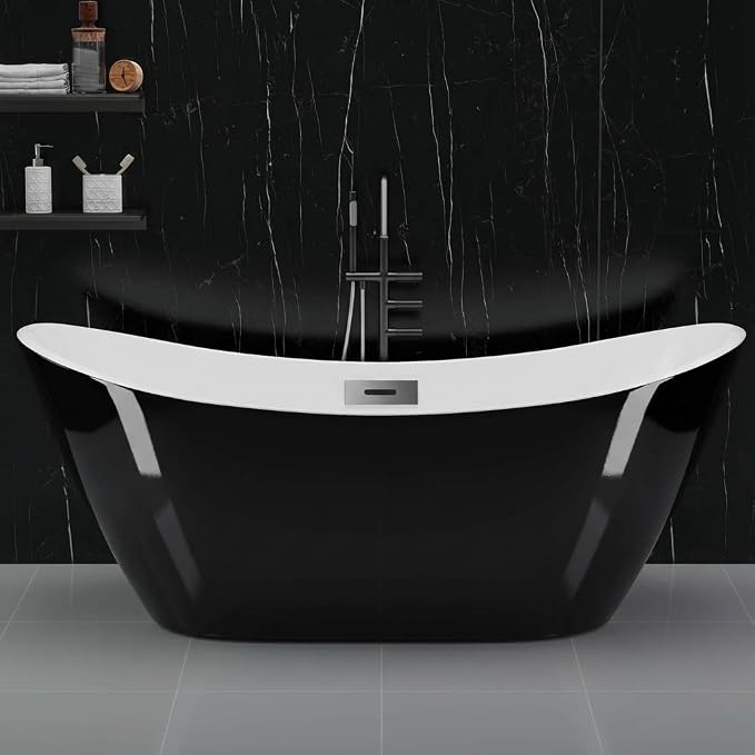 59 Inch Acrylic Freestanding Bathtub, Acrylic Soaking Bathtub by Unknown