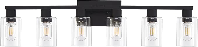 Black Bathroom Light Fixtures, 6-Light Bathroom Lighting Fixtures Over Mirror - Image 9