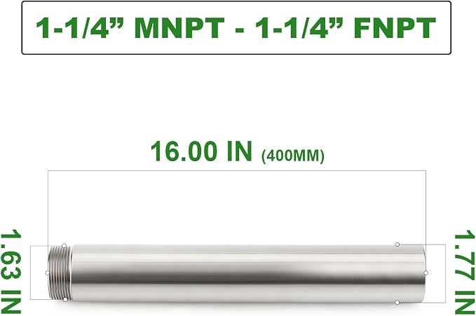 TAISHER 1PCS Stainless Steel Pipe Fittings, 1-1/4" NPT Male x 1-1/4" NPT Female - Image 2