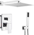 Shower Faucet Set Polished Chrome Surface Large 12 Inch Shower Head Handheld by ANNAZOMBATHROOM