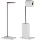MARMOLUX ACC Free Standing Brushed Nickel Toilet Paper Holder Stand White by MARMOLUXACC
