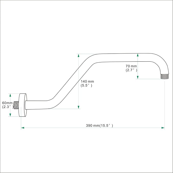 High Rise Shower Arm with Flange, 15.5 Inch Gooseneck Shower Arm Extension - Image 5