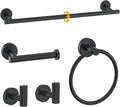 Matte Black Towel Bar Set 5-Piece Bathroom Hardware Accessories Set Includes by Woekme