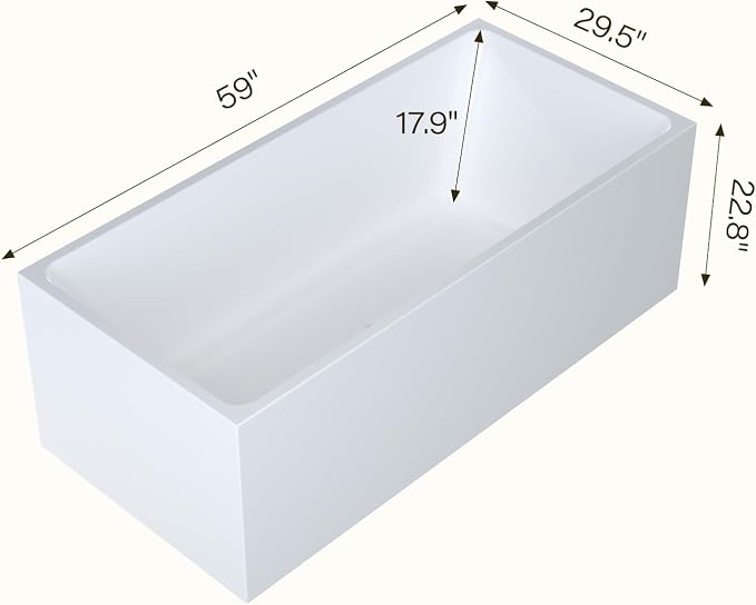 59" Freestanding Bathtub，Acrylic Deep Soak Tub, Glossy White, Easy Install - Image 2