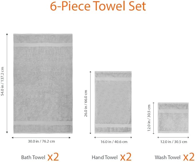 Amazon Basics 6 Piece Oversized Fade resistant Towel set, 100% Cotton towels - Image 7