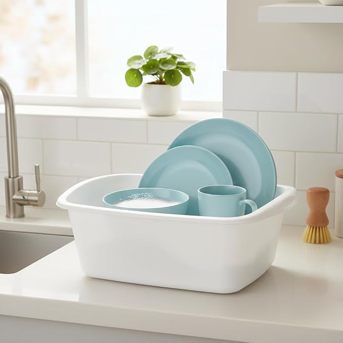 Tribello 2-Pack Dish Pans for Kitchen Sink, Plastic Tub Dishpan Wash Basin and - Image 8