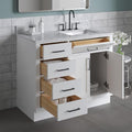 ARIEL Hepburn 43 Inch Single Sink Bathroom Vanity in White, Italian Carrara by Ariel
