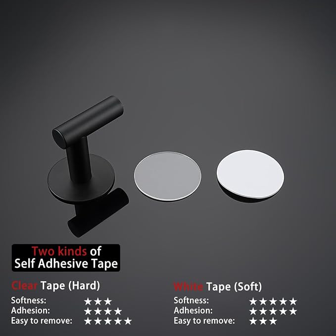 JQK Self Adhesive Towel Hook Black, No Drill Stick on Coat Robe Clothes Wall - Image 7