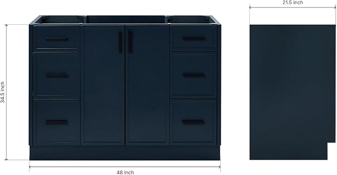 ARIEL Kelly 48 inch Bathroom Vanity Without Sink in Midnight Blue, Bathroom - Image 3