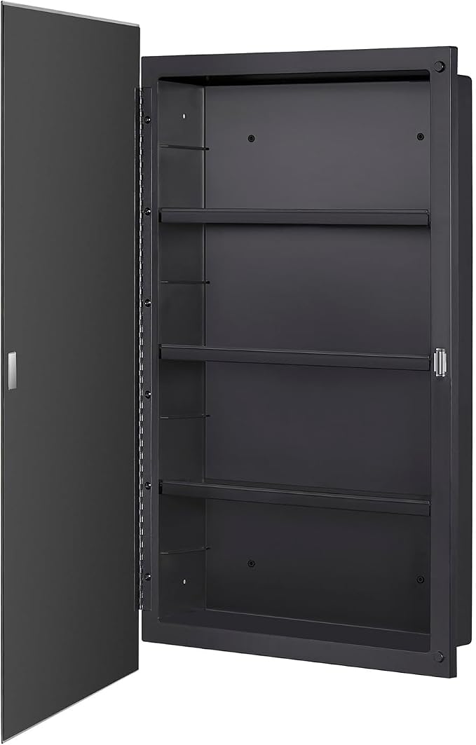 Black Plastic Medicine Mirror Cabinet - Image 2