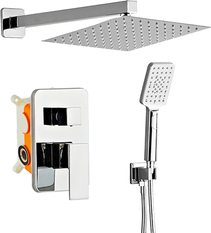 Bathroom Shower System 8 Inch Rain Shower Head and Handheld Wall Mounted by Anksaysh
