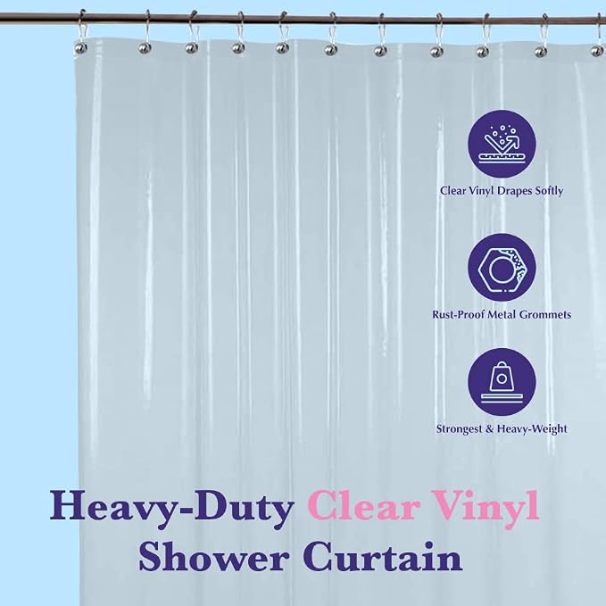 Epica Shower Curtain – Strongest Heavy-Duty Clear Vinyl 72x72 Shower Curtain - Image 2