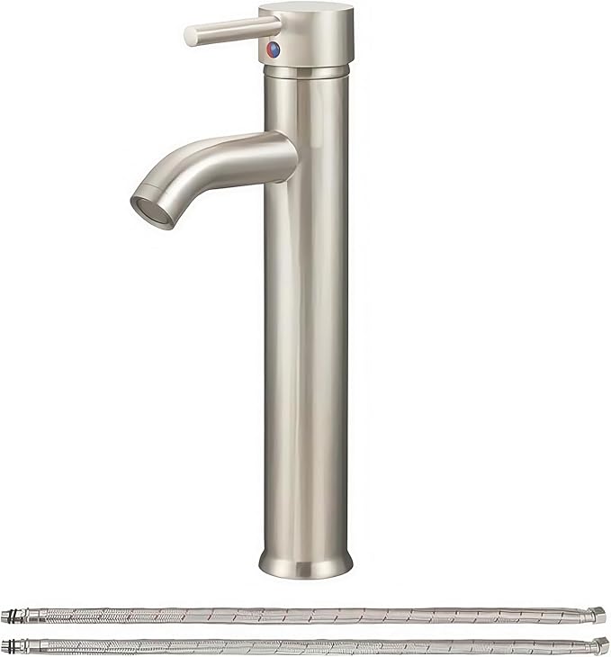 Brushed Nickel Bathroom Faucets, Vessel Sink Faucet Single Hole Single Handle by Greenspring