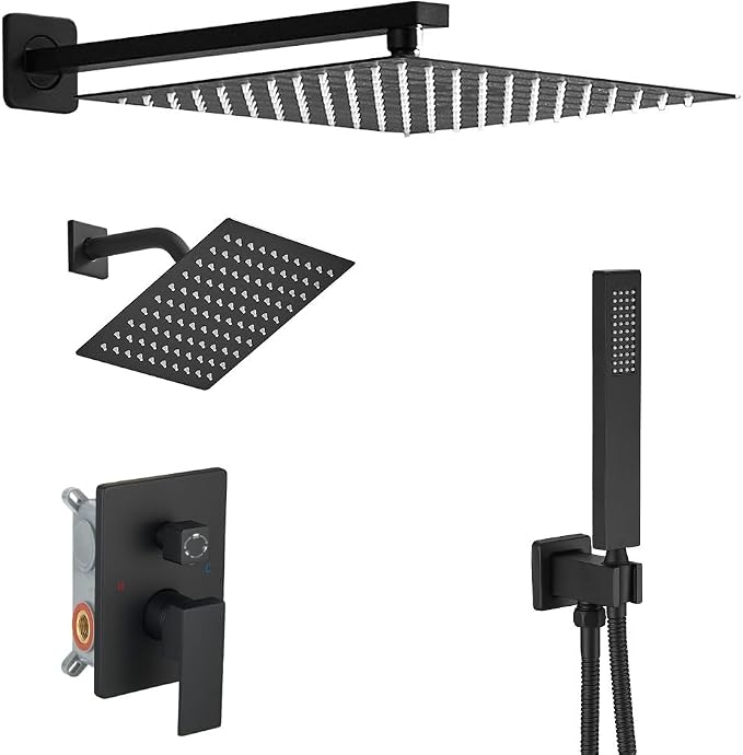 Shower Faucet Set Matte Black Shower System, Knob Switch Diverter Shower Faucet by YCAIKOI