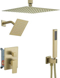 Shower Faucet Set Brushed Gold Shower System, Knob Switch Diverter Shower Faucet by YCAIKOI