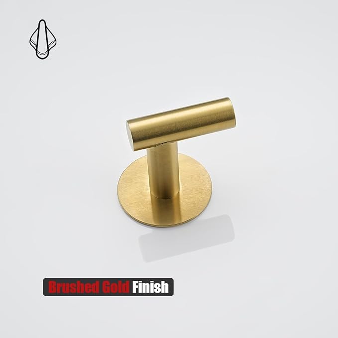 JQK Self Adhesive Towel Hook Gold, No Drill Stick on Coat Robe Clothes Wall Hook - Image 7