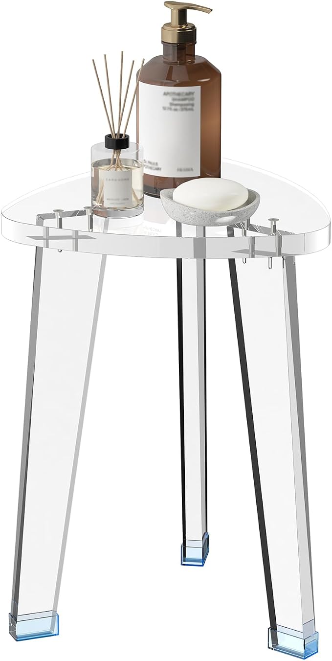 Acrylic Corner Shower Stool for Shaving Legs 11.65" D X 11.94" W X 16.34" H by GOIOOIA