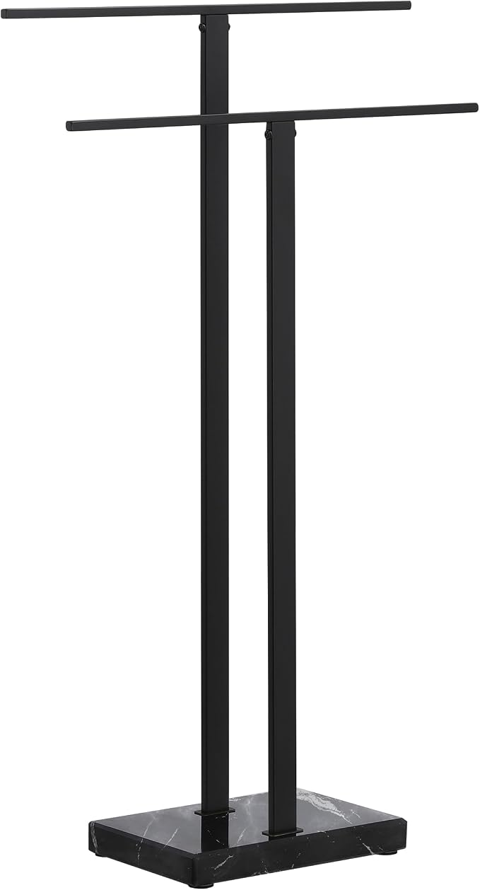 KES Standing Towel Rack with Black Natural Marble Base, 2-Tier Towel Rack Stand - Image 9