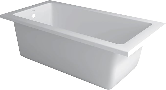 Fine Fixtures Drop In White Soaking Bathtub, Fiberglass Acrylic Material by Fine+Fixtures