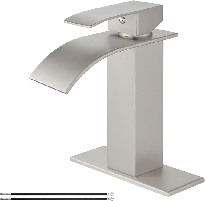 Airuida Waterfall Bathroom Faucet Brushed Nickel Single Handle Single Hole by Airuida