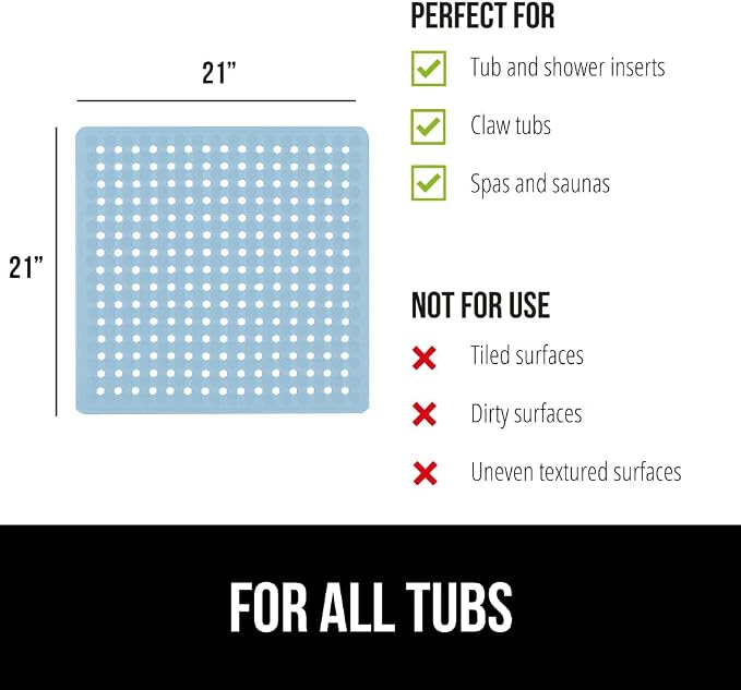 GORILLA GRIP Patented Square Shower Stall Mat, Small Bathtub Floor Mats - Image 6
