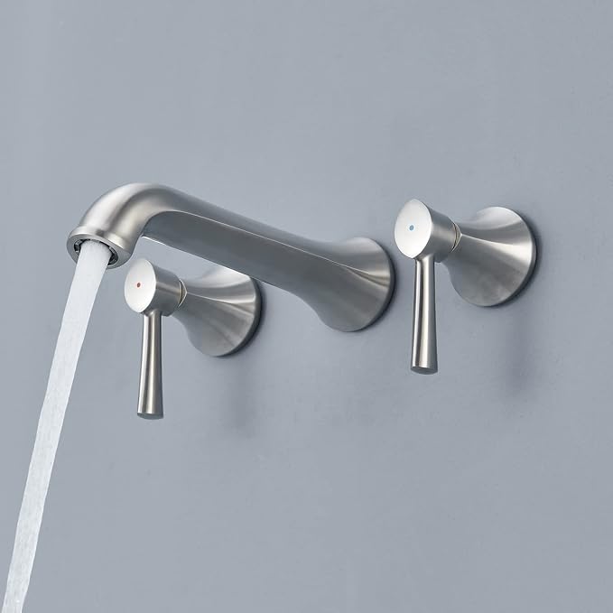 Tub Filler Wall Mount Roman Tub Faucet Brushed Nickel Brass Bathtub Faucets - Image 6