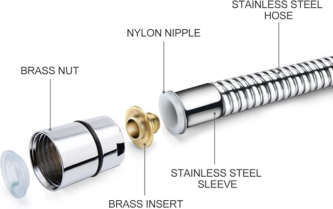 Shower Hose Extra Long 118 Inches Brushed Chrome Handheld Shower Head Hose - Image 4
