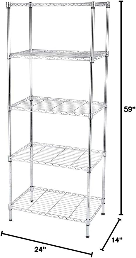 5 Tier Storage Racks Shelving, Heavy Steel Pantry Shelves, Adjustable Wire - Image 3