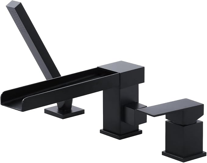 Waterfall Roman Tub Filler Faucet, Deck Mount Bathtub Filler by ALEASHA