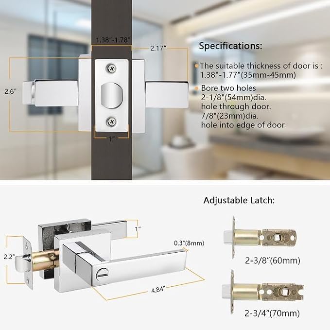 Probrico Privacy Door Levers for Bedroom and Bathroom Keyless Heavy Duty - Image 5