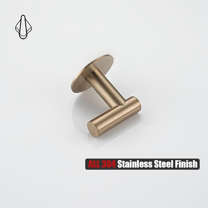 JQK Self Adhesive Towel Hook Champagne Bronze, No Drill Stick on Coat Robe - Image 8