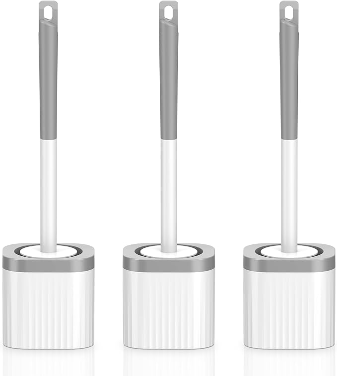 Toilet Brush, 3 Pack Toilet Brush and Holder Set by EZKEY